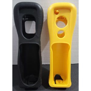 Nintendo Wii Silicone Remote Holder Bundle of Two (2). One Black and One Yellow